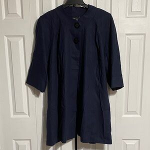 MiB collection linen blend navy blue lightweight jacket coat size